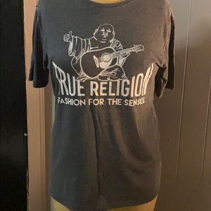 Grey and white True Religion T-shirt